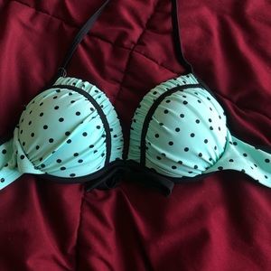 Polkadot Blue and Black Bathing Suit Top